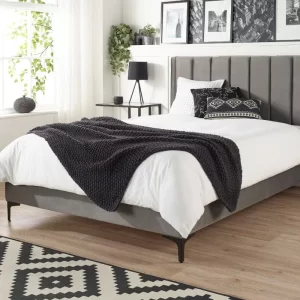 Aspire Phoebe Grey Velvet Designer Bed Frame