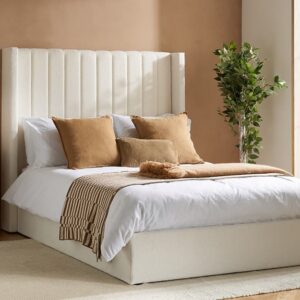 Birlea Maisey Fabric Ottoman Bed Frame, King Size, Cream Linen