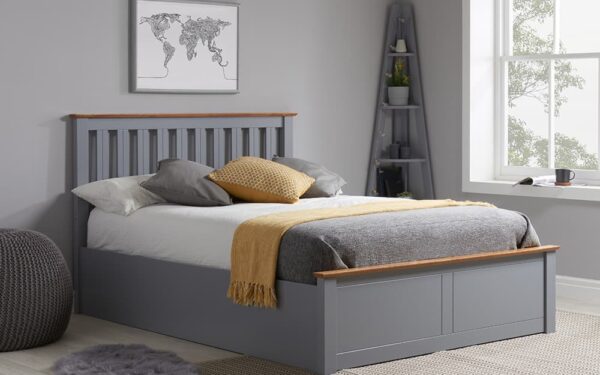 Birlea Phoenix Wooden Ottoman Bed Frame, King Size, Pearl Grey