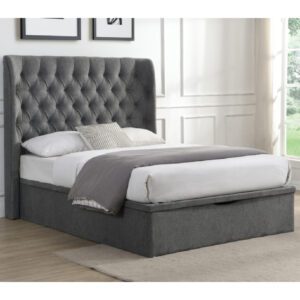 Colusa Fabric Ottoman Storage Double Bed In Grey
