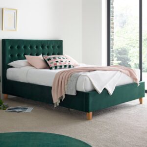 Kotor Velvet Ottoman Storage Double Bed In Green