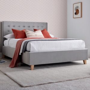 Kotor Velvet Ottoman Storage Small Double Bed In Grey