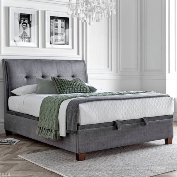 Accord Fabric Ottoman Storage Double Bed In Vogue Grey
