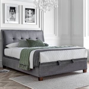 Accord Fabric Ottoman Storage King Size Bed In Vogue Grey