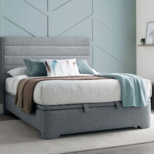 Alton Fabric Ottoman Storage Double Bed In Grey
