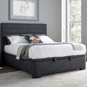 Alton Fabric Ottoman Storage Double Bed In Slate