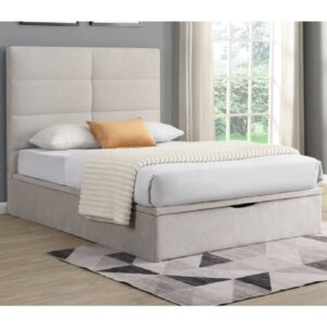 Juneau Fabric Ottoman Storage King Size Bed In Beige