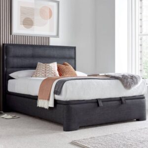 Kirkland Fabric Ottoman Storage Double Bed In Slate