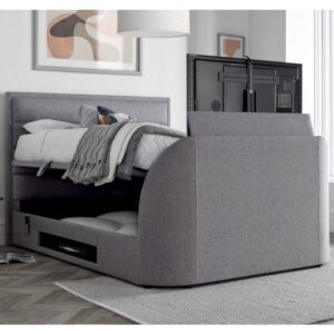 Kirkland Fabric Ottoman Storage Super King Size TV Bed In Grey