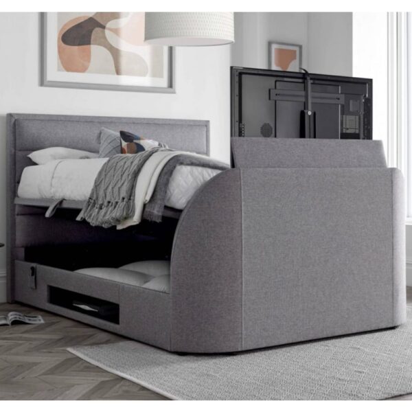 Kirkland Fabric Ottoman Storage Super King Size TV Bed In Grey