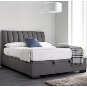 Liberty Fabric Ottoman Storage Double Bed In Elephant Grey