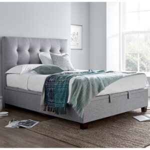 Lisbon Fabric Ottoman Storage Double Bed In Grey