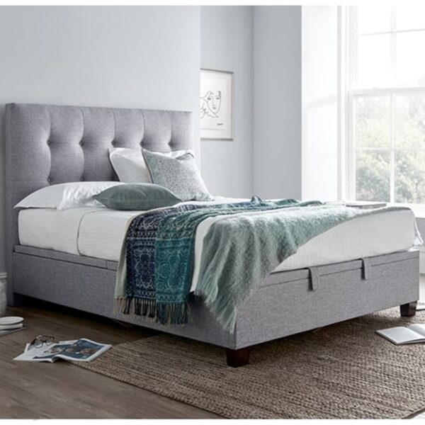 Lisbon Fabric Ottoman Storage Double Bed In Grey