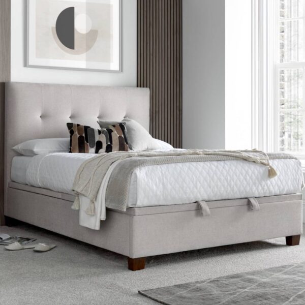 Walker Velvet Ottoman Storage King Size Bed In Clay