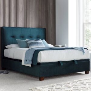 Walker Velvet Ottoman Storage Super King Size Bed In Deep Ocean